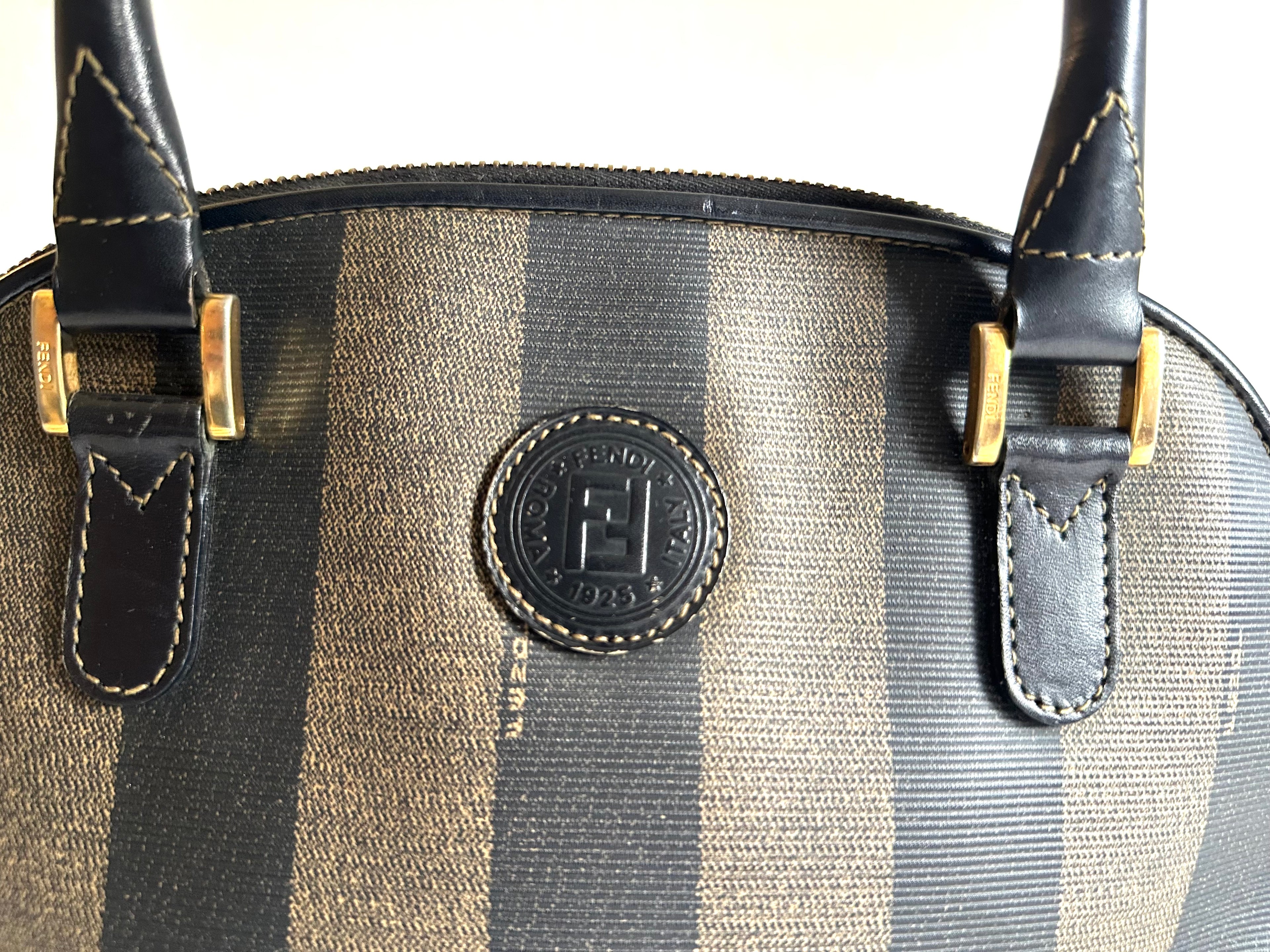 Fendi Vintage Pequin Coated Canvas Dome 2way bag
