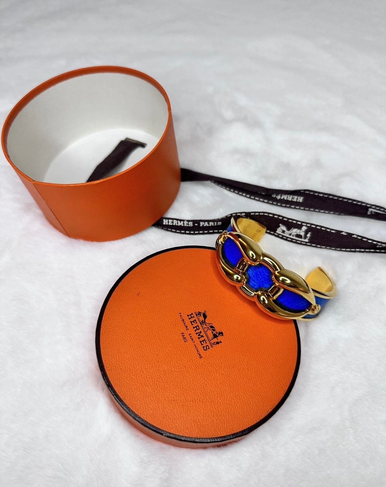 HERMES Leather Chaine d'Ancre Cuff Bracelet