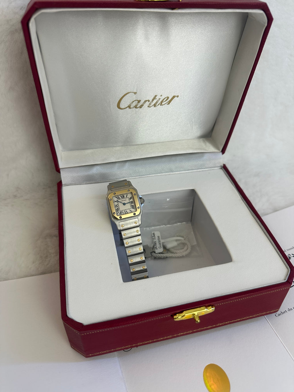 18K Gold & Stainless Steel Cartier Santos watch 24mm / 15.5 cm