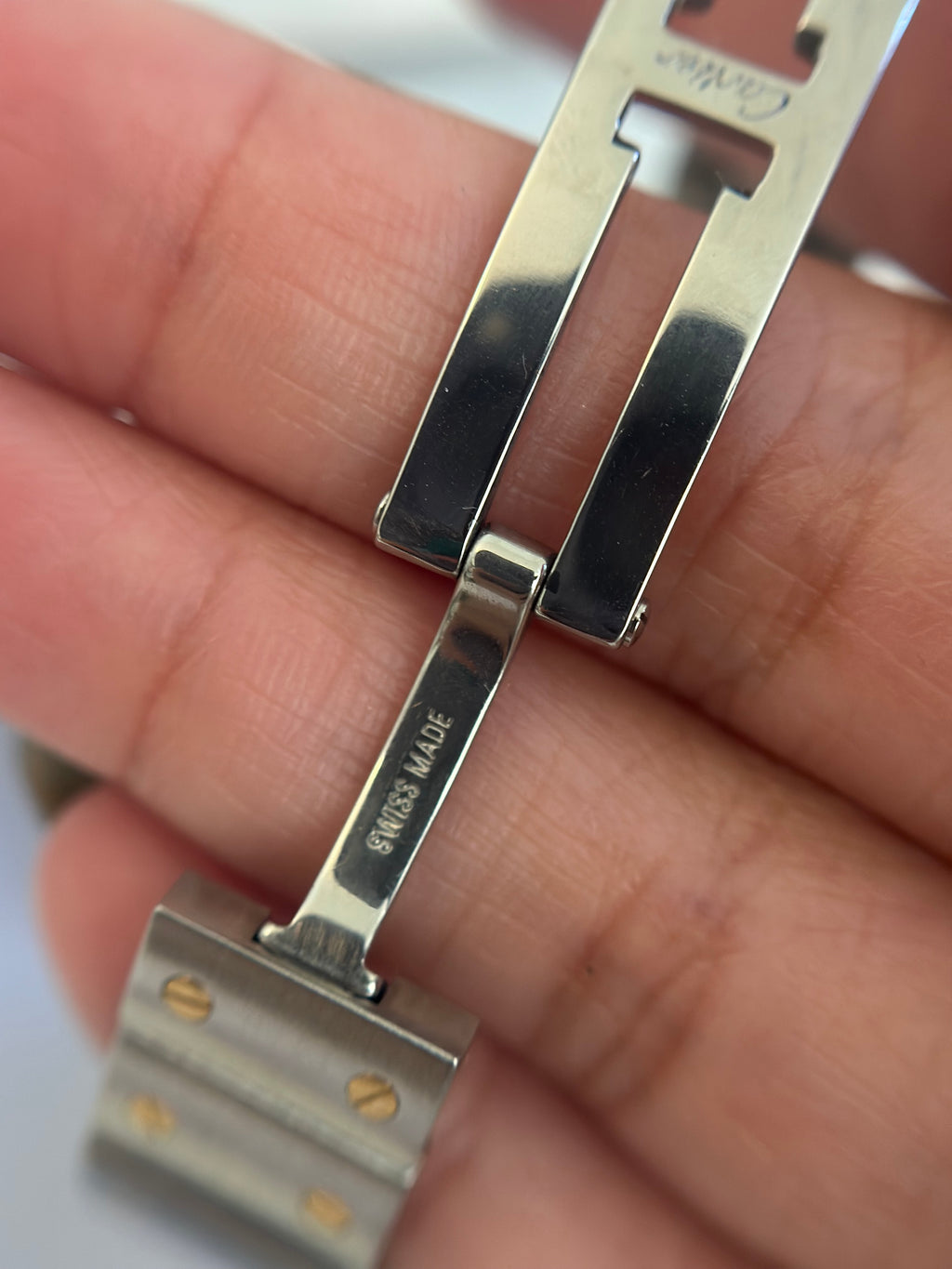 18K Gold & Stainless Steel Cartier Santos watch 24mm / 15.5 cm