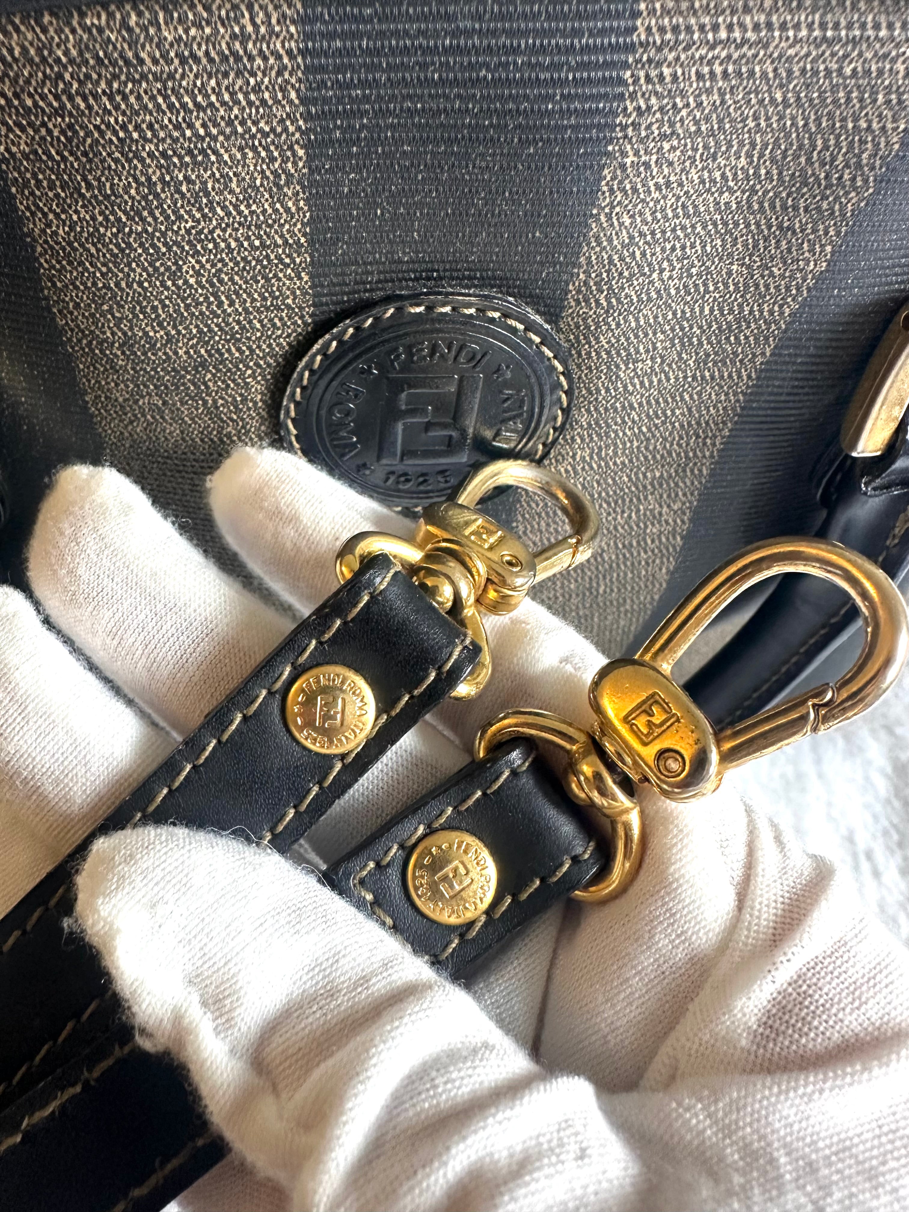 Fendi Vintage Pequin Coated Canvas Dome 2way bag