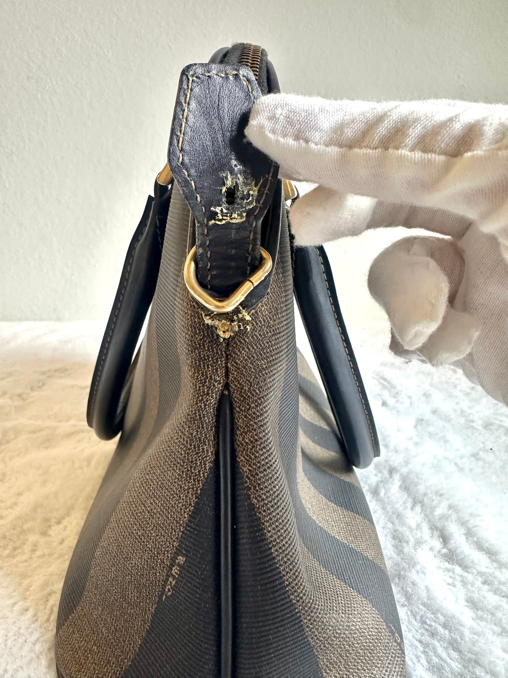 Fendi Vintage Pequin Coated Canvas Dome 2way bag