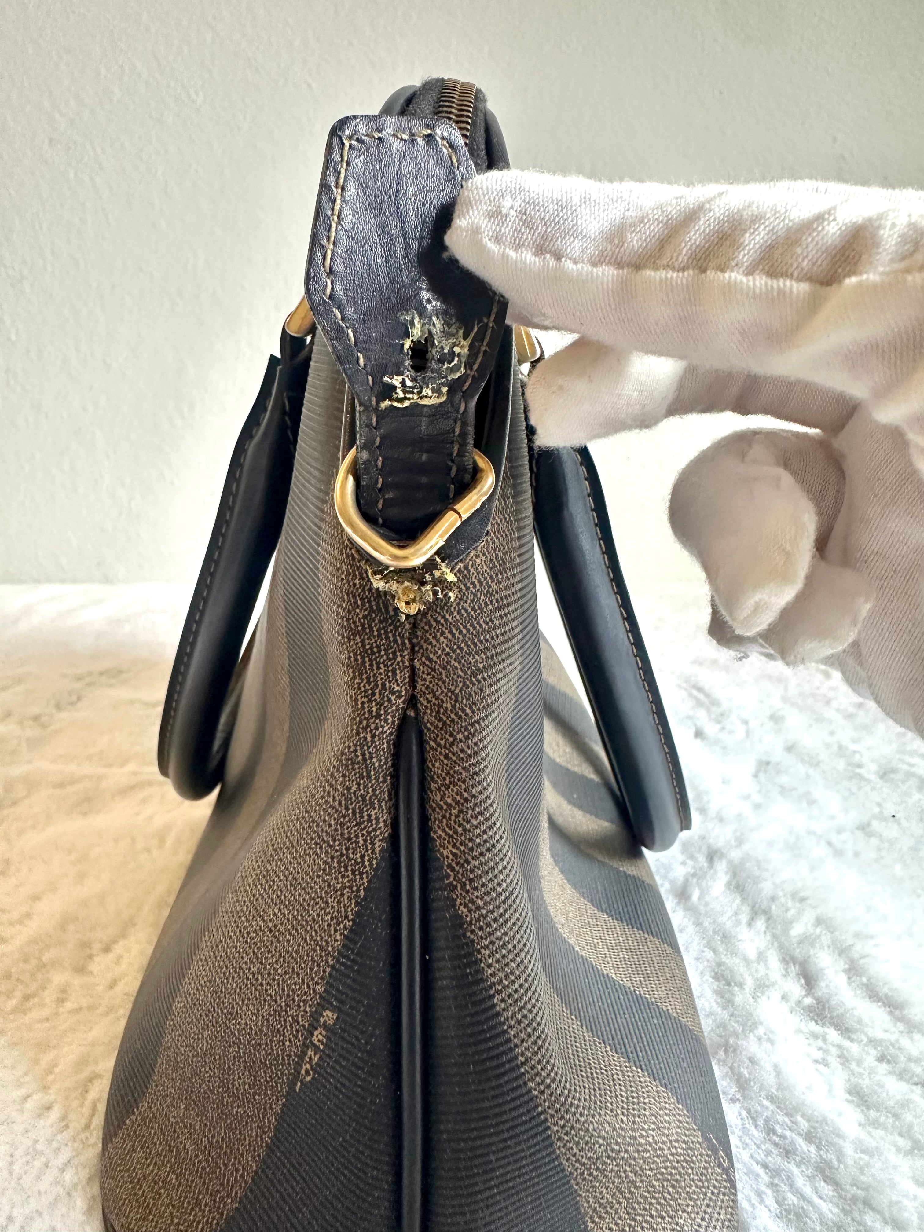 Fendi Vintage Pequin Coated Canvas Dome 2way bag