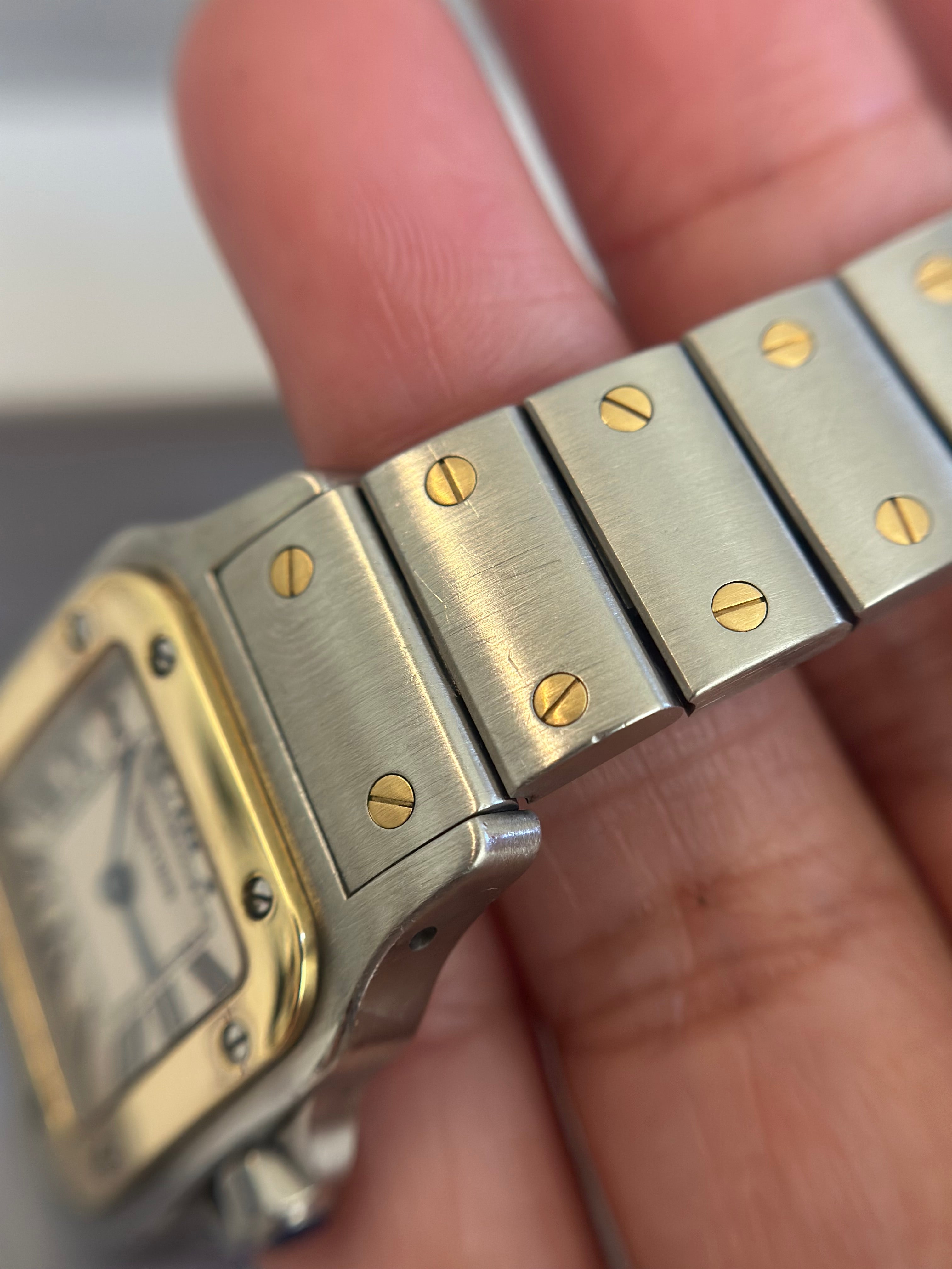 18K Gold & Stainless Steel Cartier Santos watch 24mm / 15.5 cm