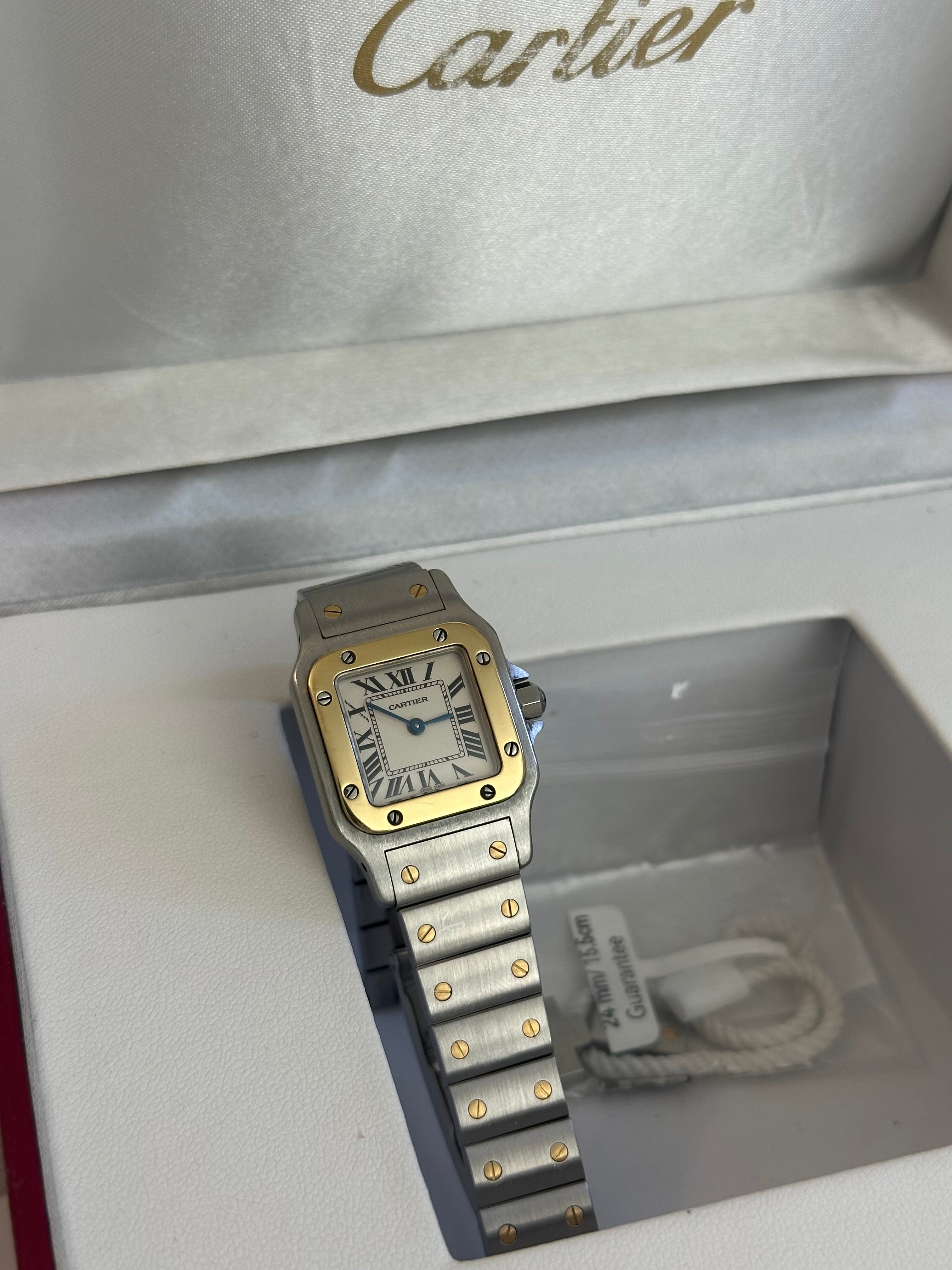 18K Gold & Stainless Steel Cartier Santos watch 24mm / 15.5 cm