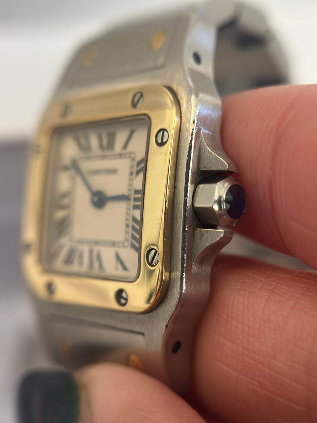 18K Gold & Stainless Steel Cartier Santos watch 24mm / 15.5 cm