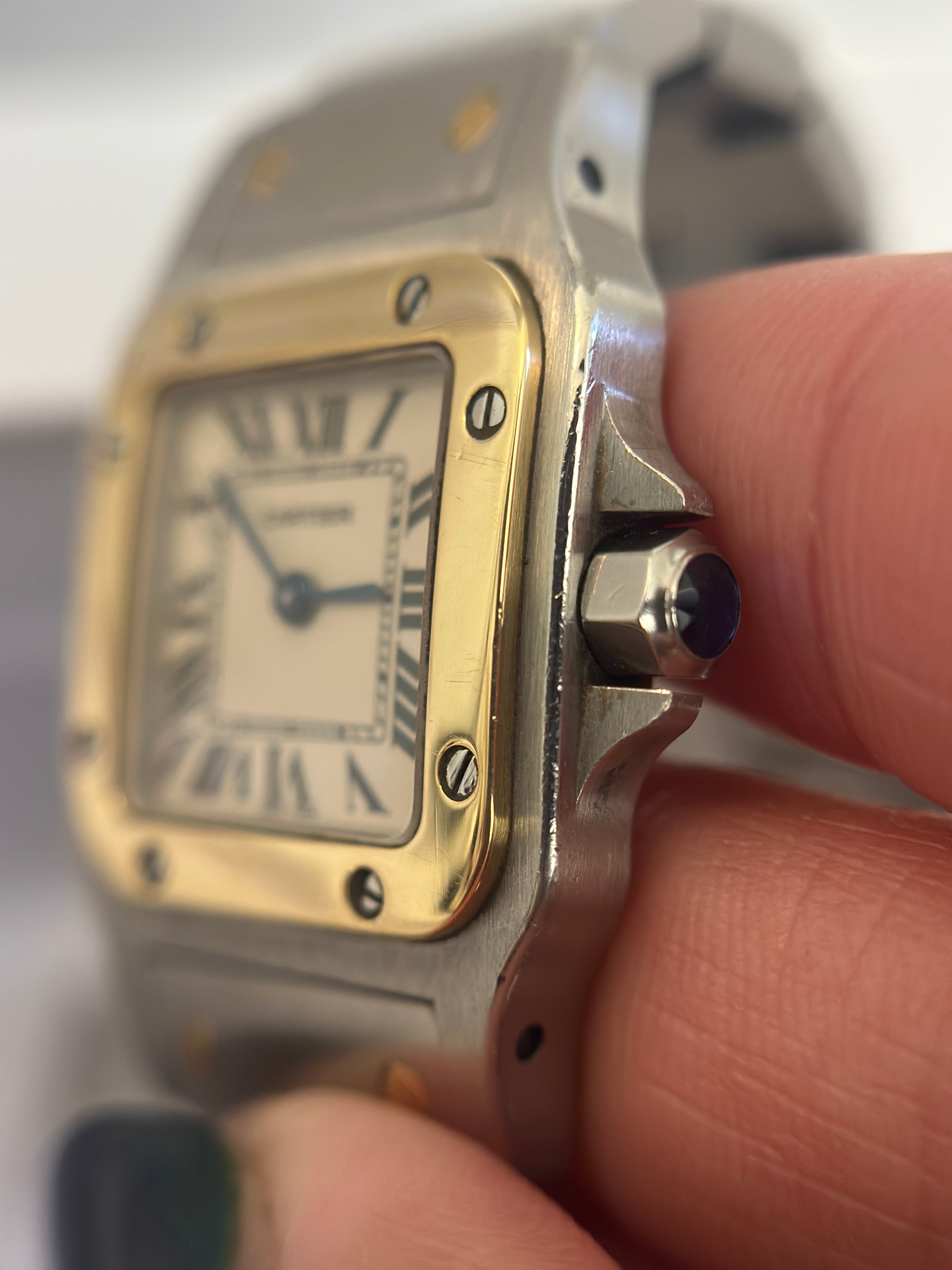 18K Gold & Stainless Steel Cartier Santos watch 24mm / 15.5 cm