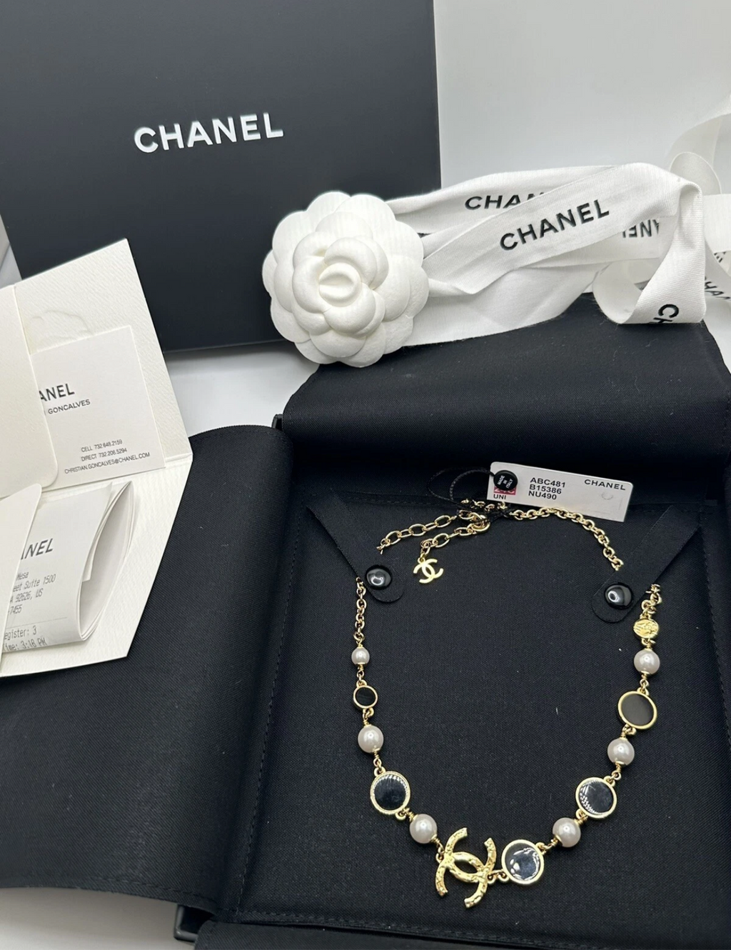 100% Authentic CHANEL CC LOGO pearls necklace REVERSIBLE!