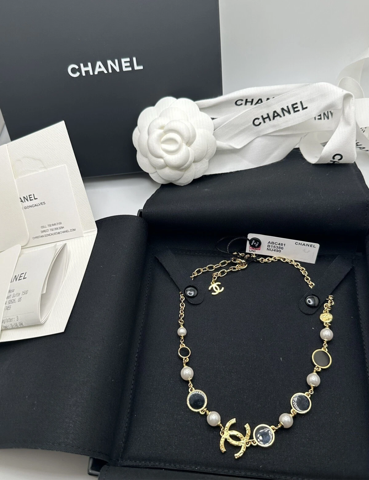 100% Authentic CHANEL CC LOGO pearls necklace REVERSIBLE!