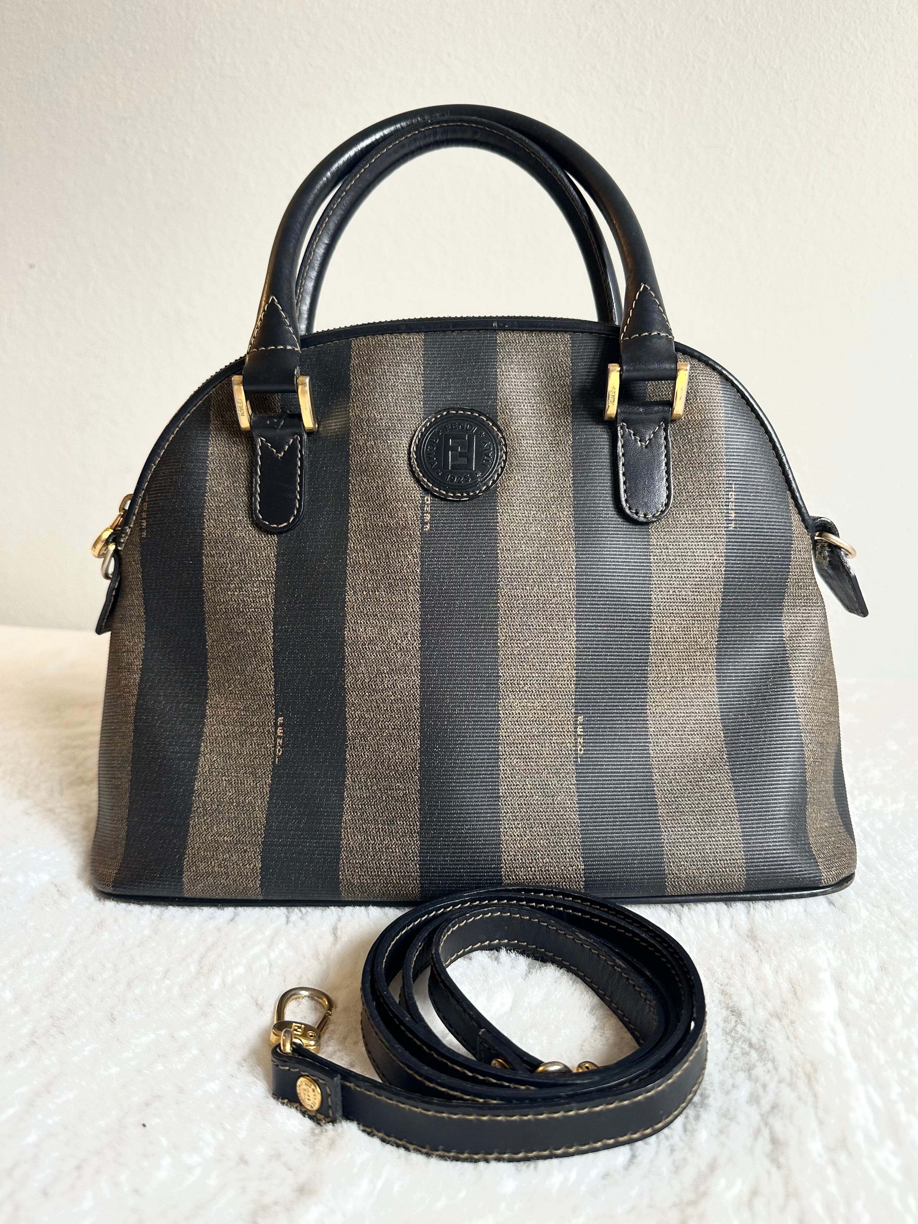 Fendi Vintage Pequin Coated Canvas Dome 2way bag