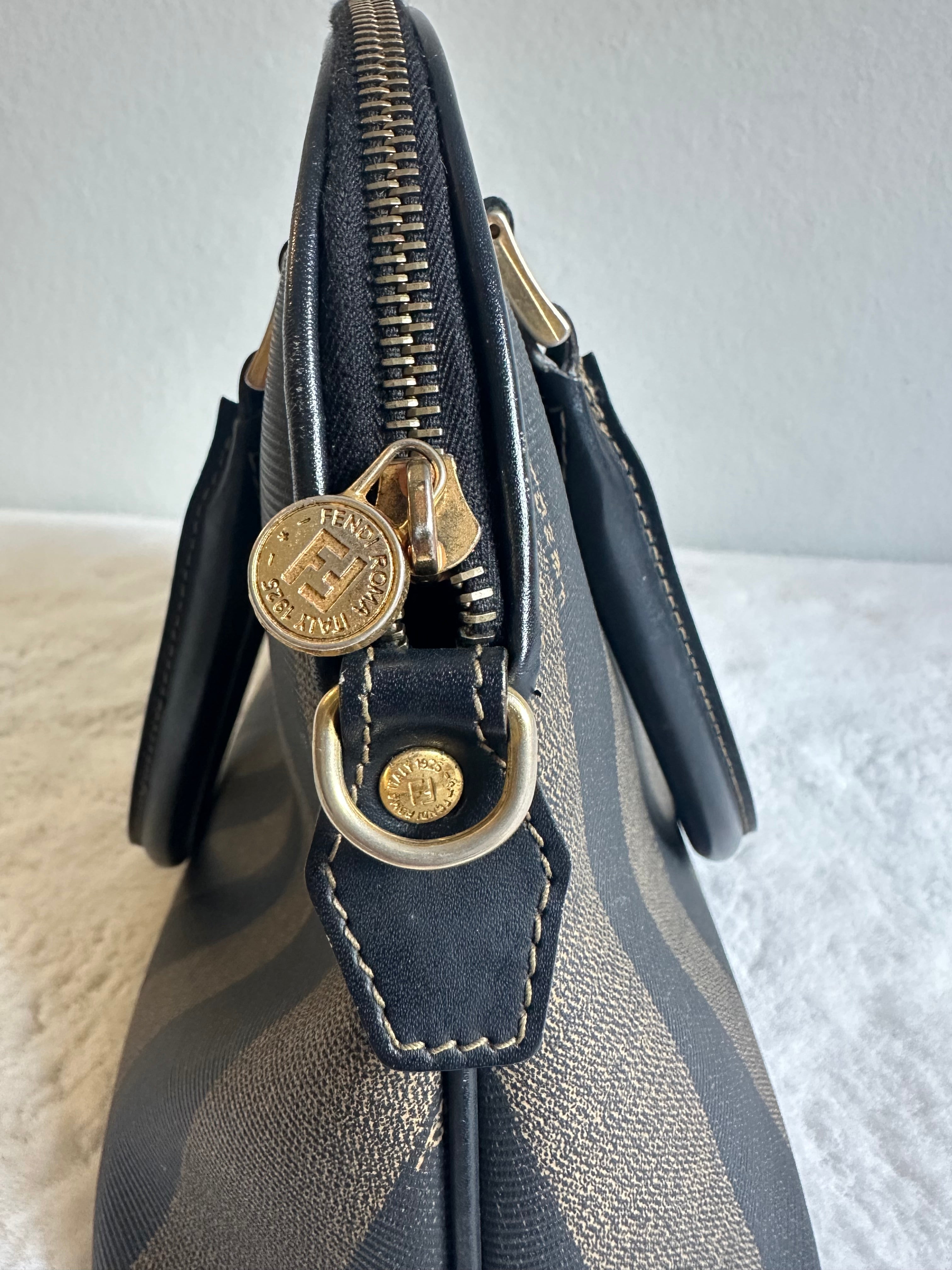 Fendi Vintage Pequin Coated Canvas Dome 2way bag
