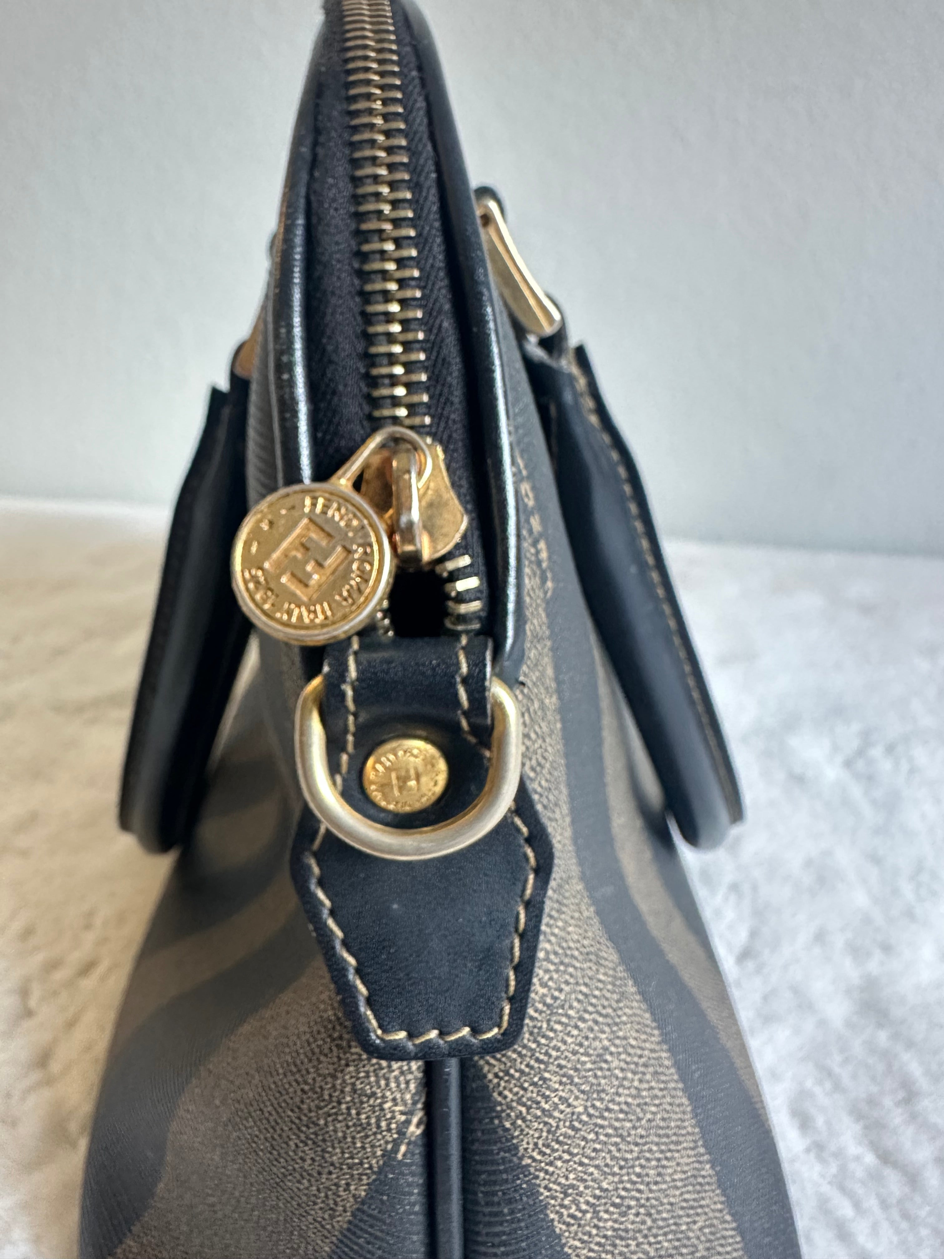 Fendi Vintage Pequin Coated Canvas Dome 2way bag