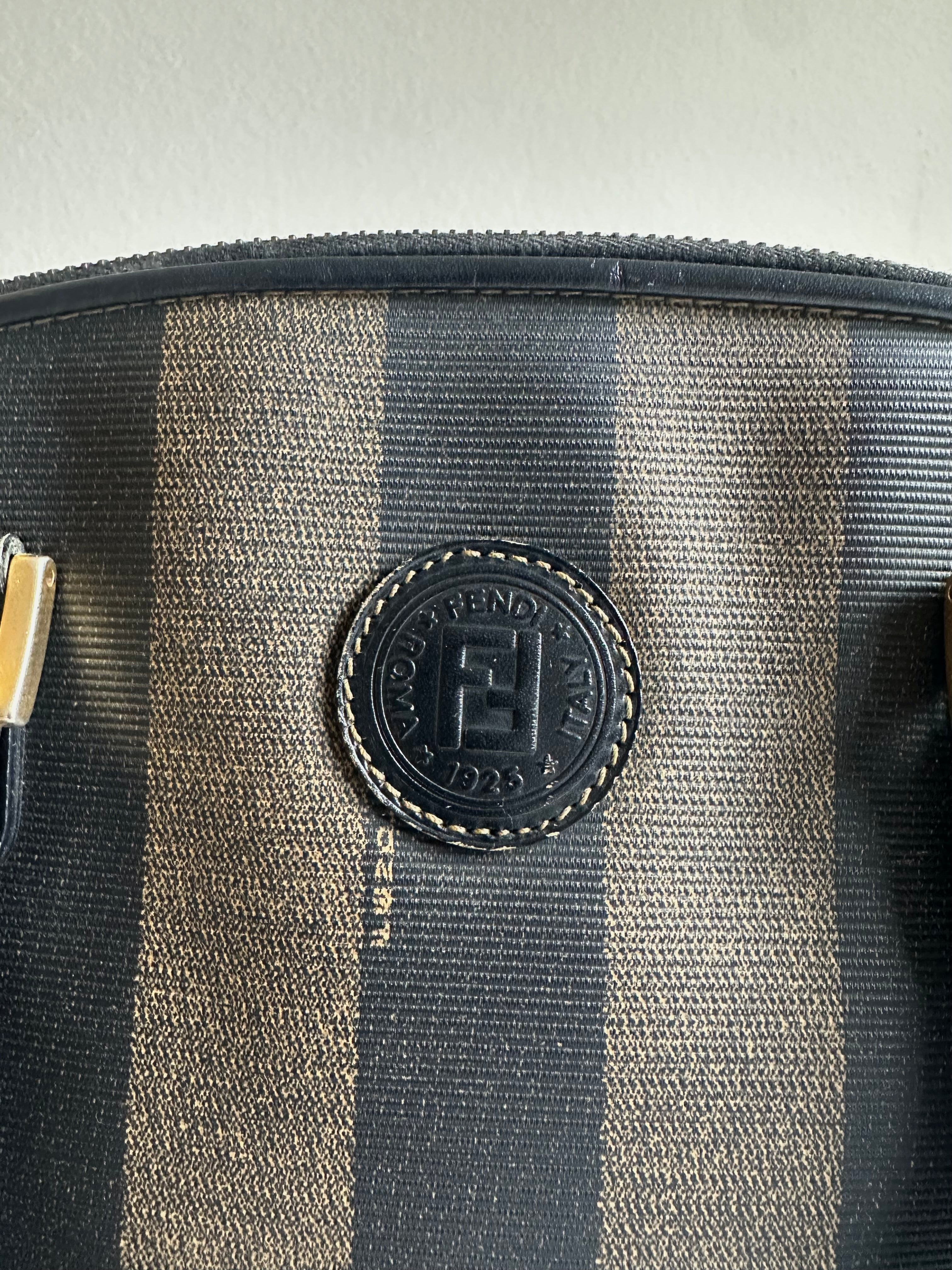 Fendi Vintage Pequin Coated Canvas Dome 2way bag
