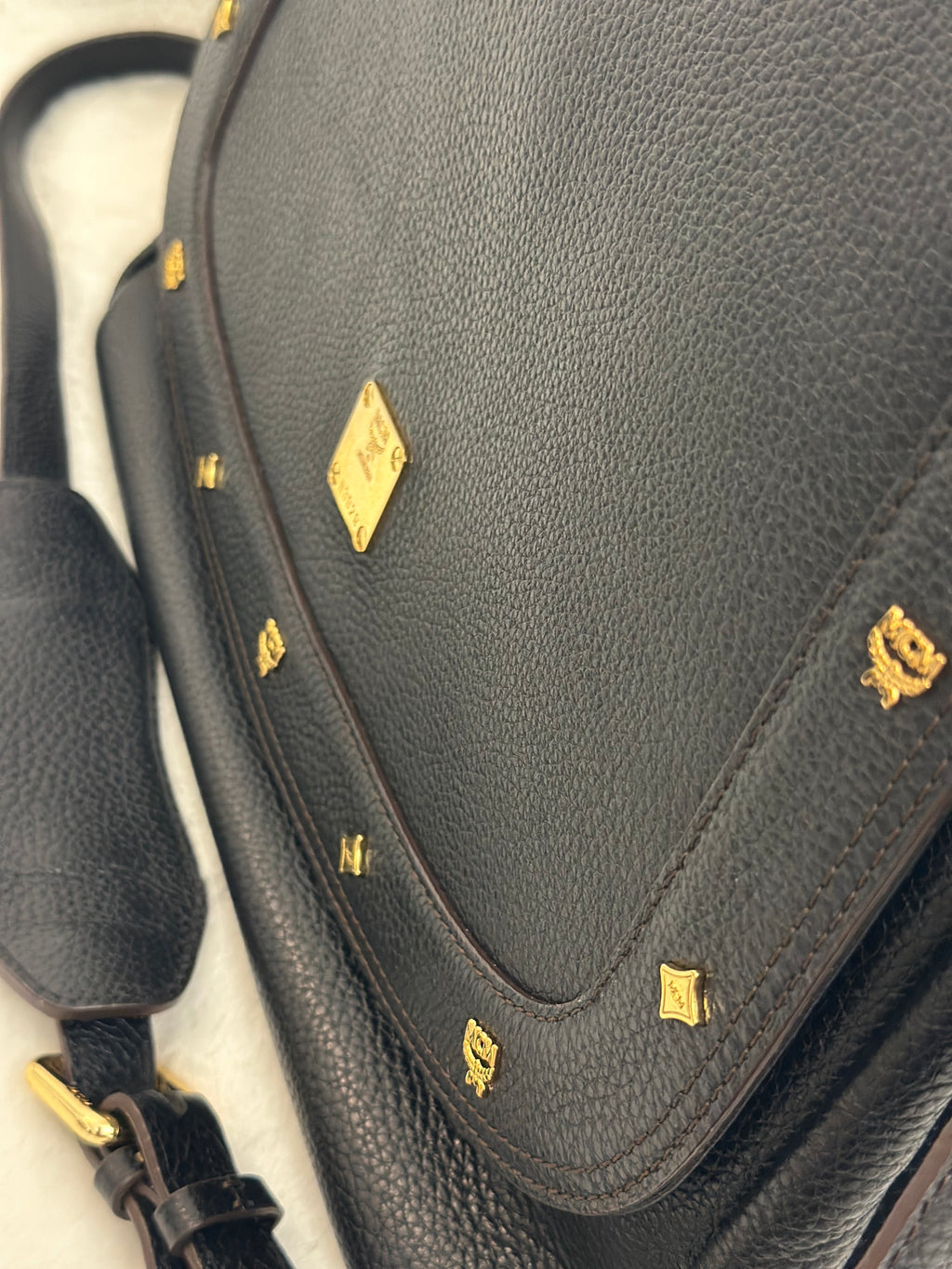 MCM Black leather Messenger Bag