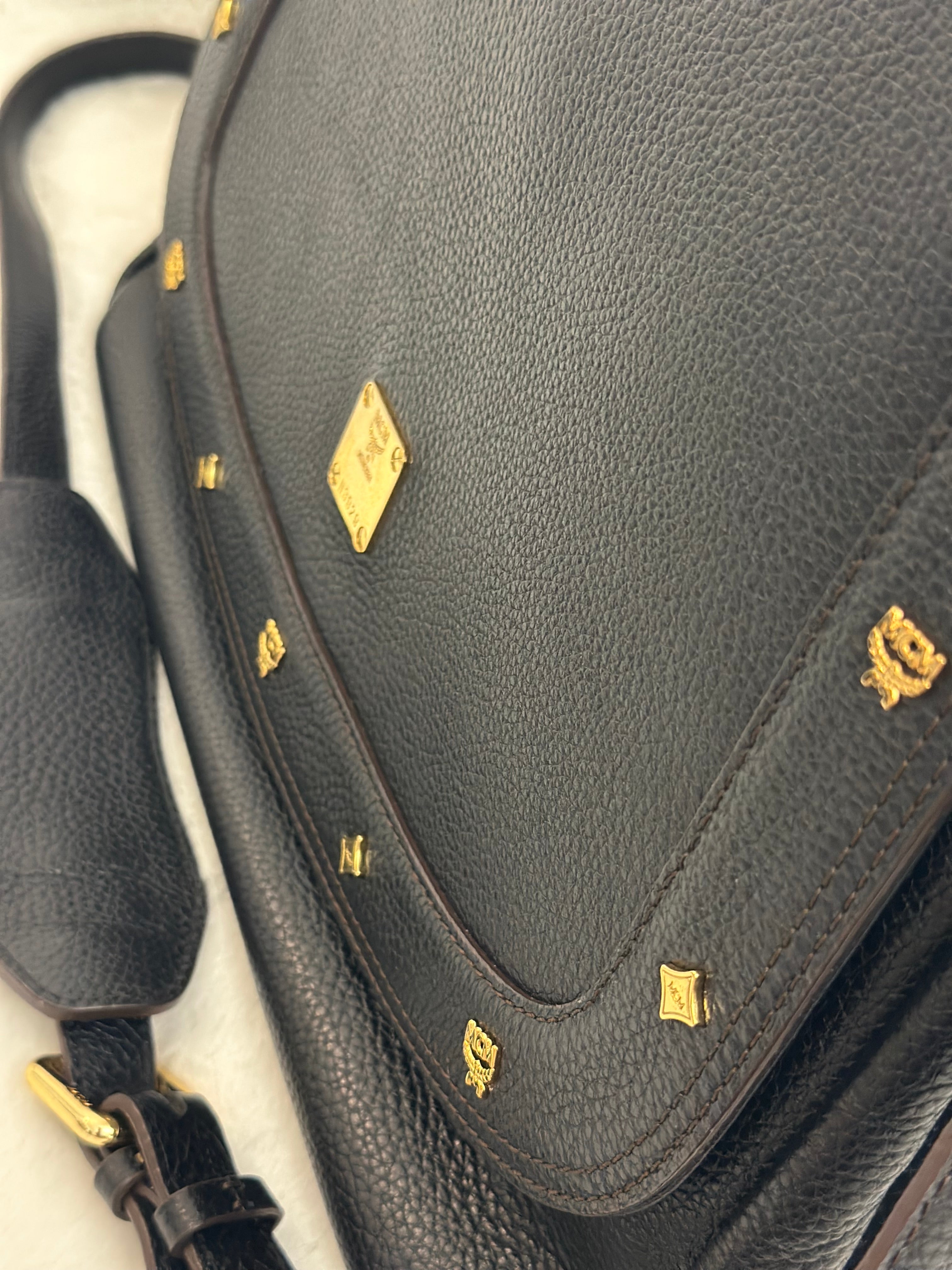 MCM Black leather Messenger Bag