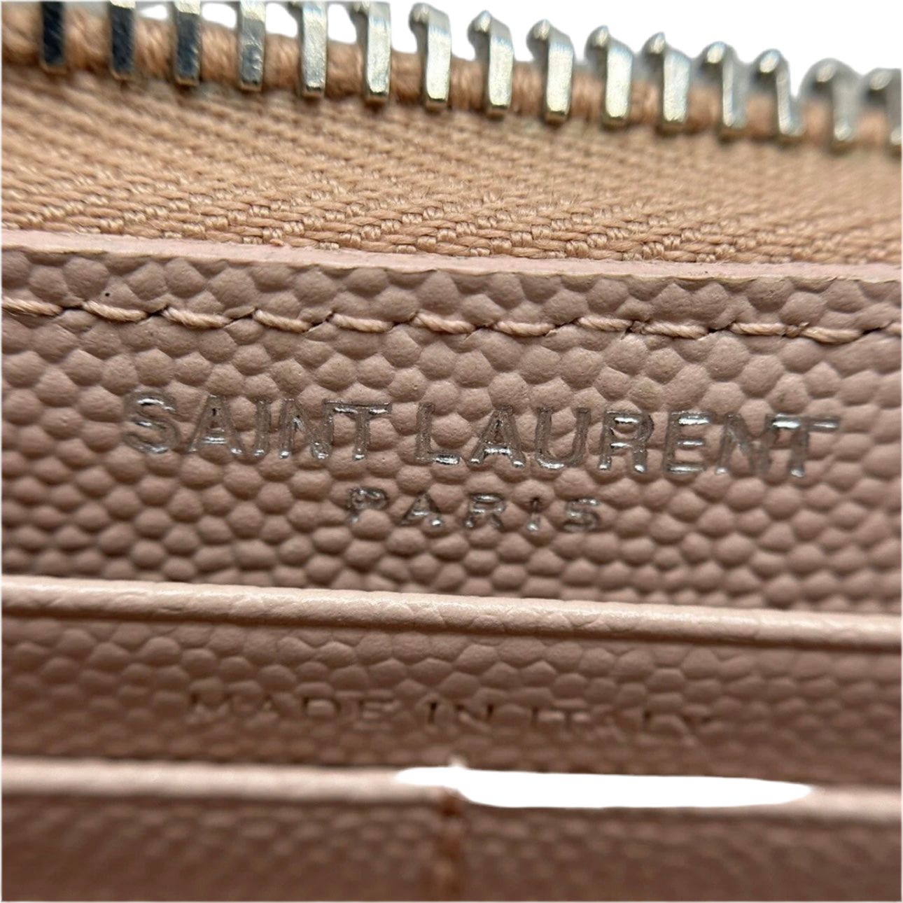 YVES SAINT LAURENT (YSL) Cassandre Matelasse Zip Around Leather Wallet Beige