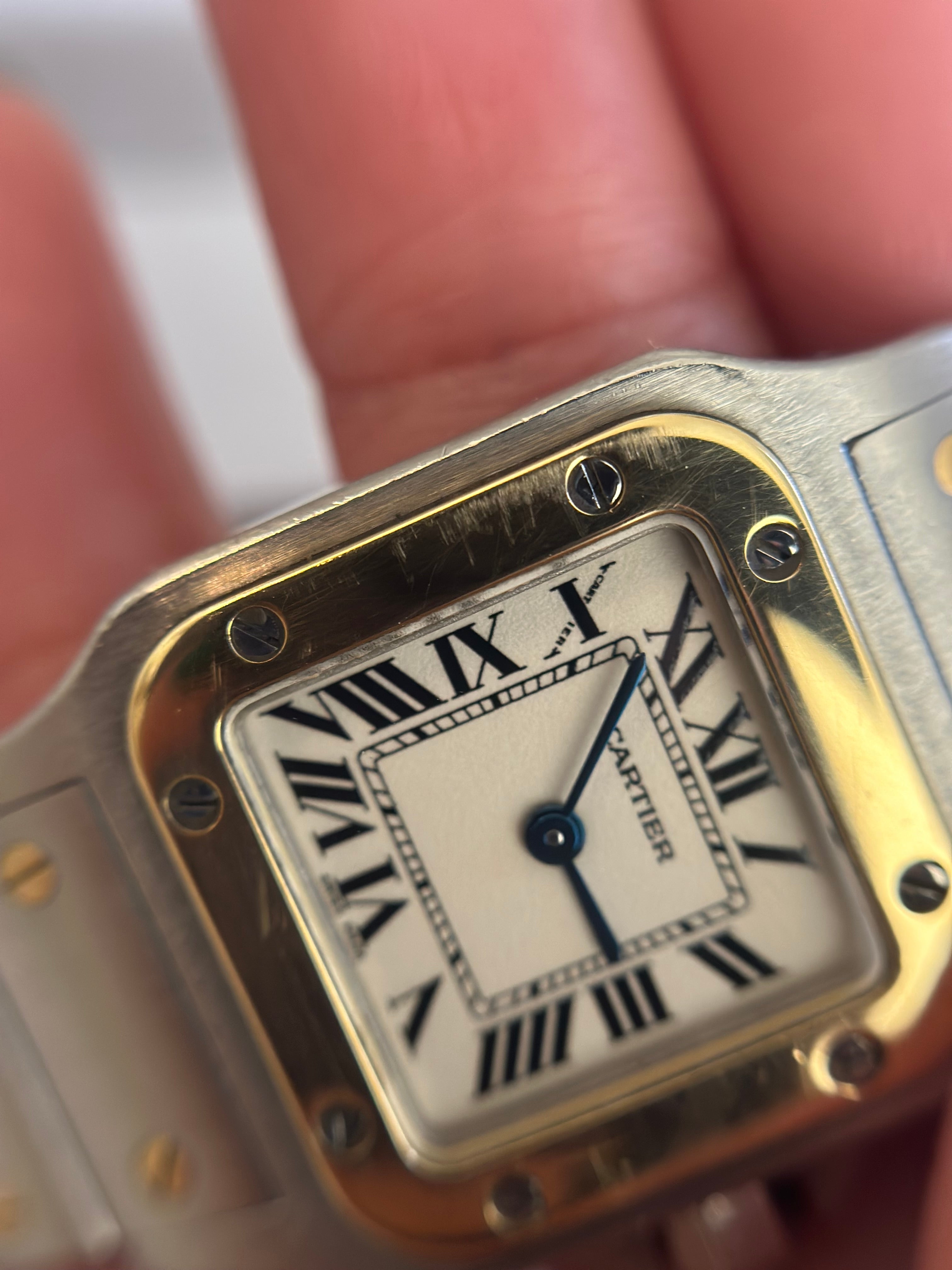 18K Gold & Stainless Steel Cartier Santos watch 24mm / 15.5 cm