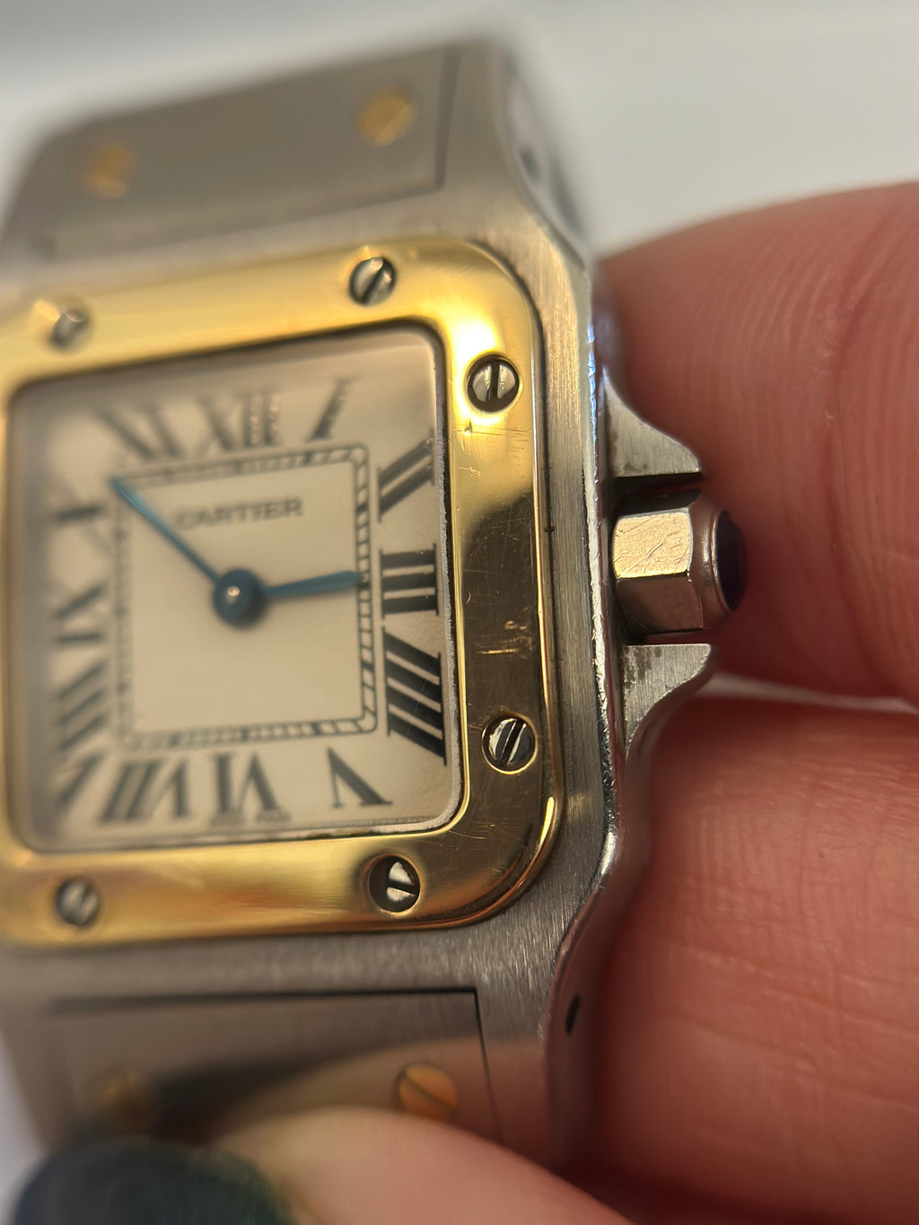18K Gold & Stainless Steel Cartier Santos watch 24mm / 15.5 cm