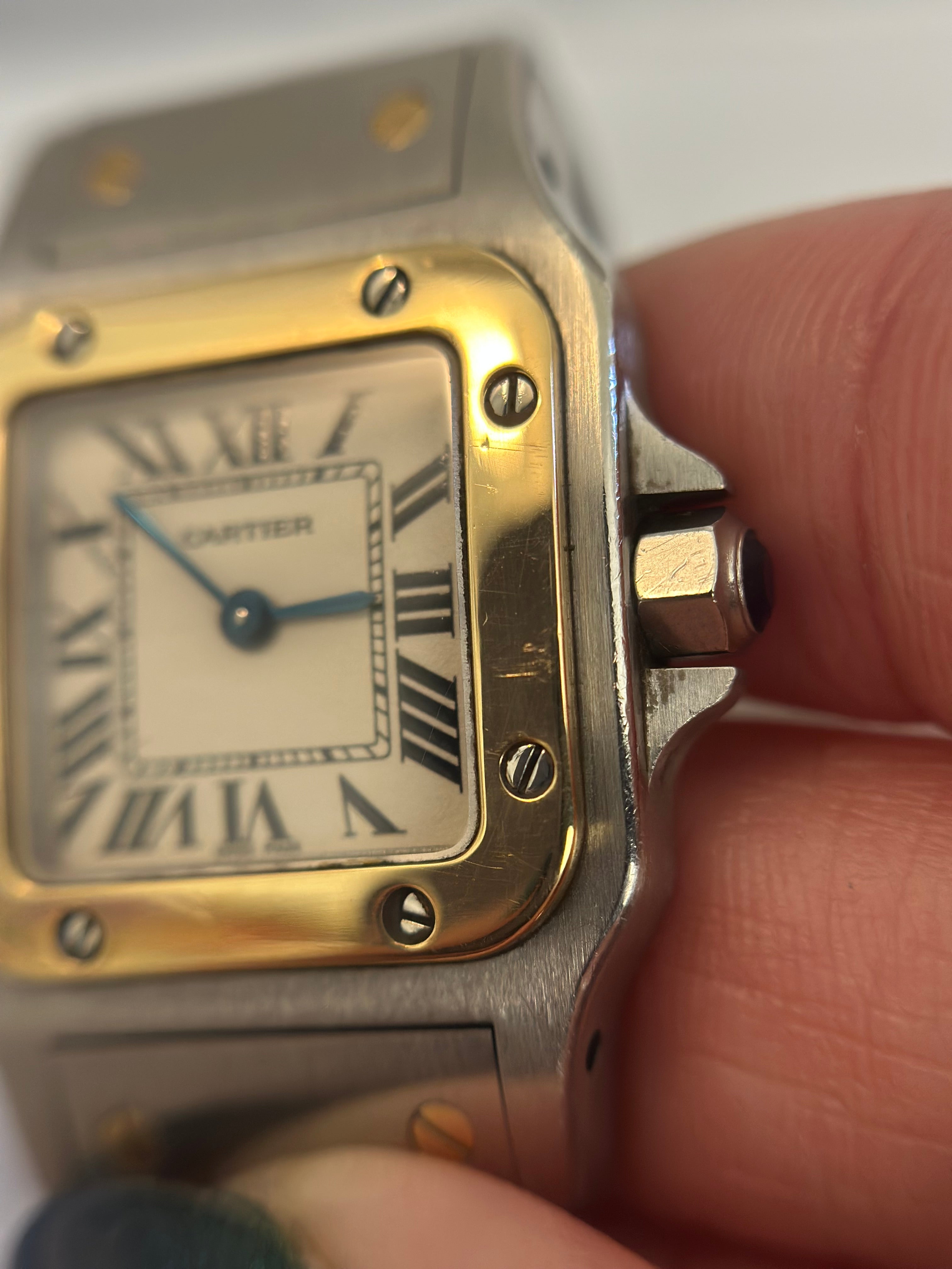 18K Gold & Stainless Steel Cartier Santos watch 24mm / 15.5 cm