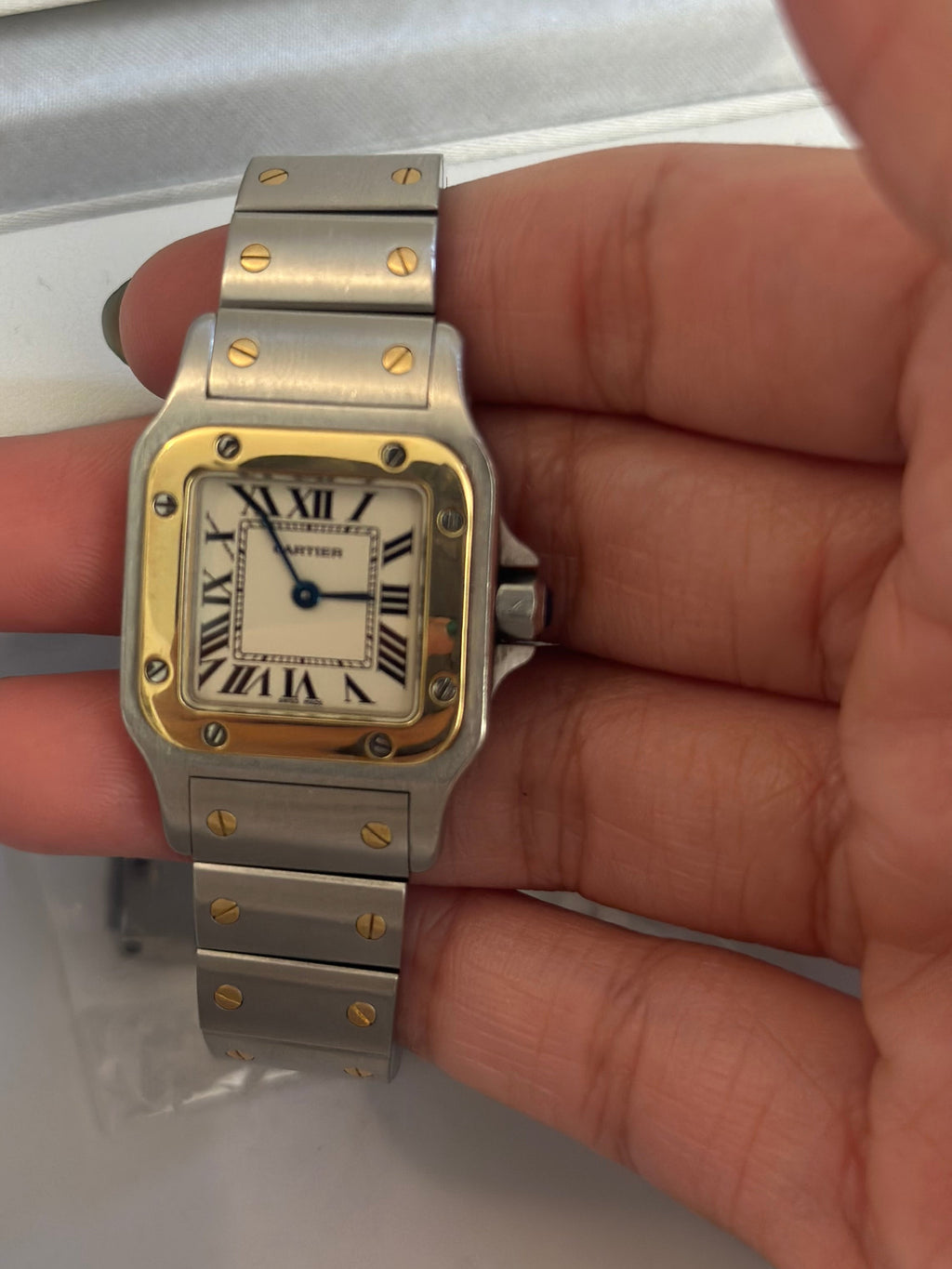 18K Gold & Stainless Steel Cartier Santos watch 24mm / 15.5 cm