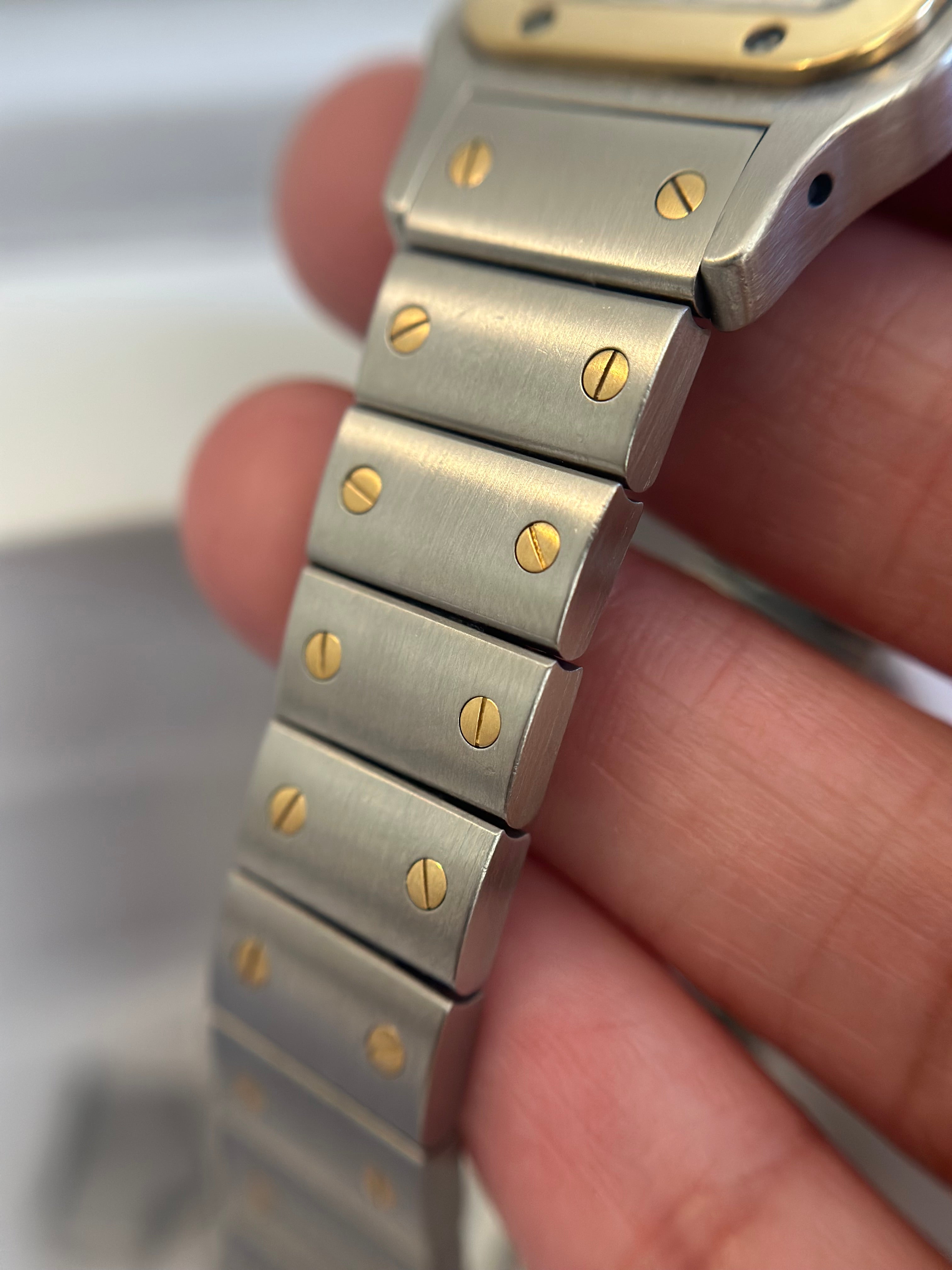 18K Gold & Stainless Steel Cartier Santos watch 24mm / 15.5 cm